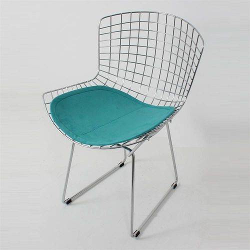 Cadeira Bertoia Inox Suede Sd28 Turquesa - Design Clássico e Original