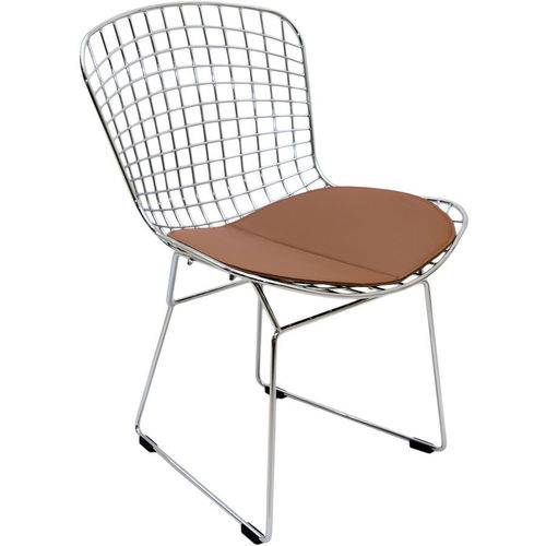 Cadeira Bertóia em Aço Polido Cromado Marrom - Universal Mix