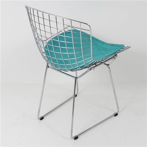 Cadeira Bertoia Inox Suede Sd28 Turquesa - Design Clássico e Original