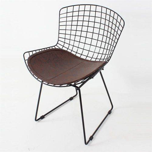 Cadeira Bertoia Preta Suede Ev05 Marrom - Design Clássico e Original