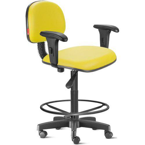 Cadeira Caixa Alta com Braços com Rodízios Courvim Amarelo Cb03