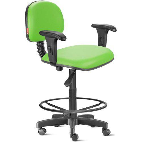 Cadeira Caixa Alta com Braços com Rodízios Courvim Verde Limão Cb03