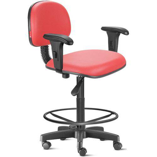 Cadeira Caixa Alta com Braços com Rodízios Courvim Vermelho Cb03