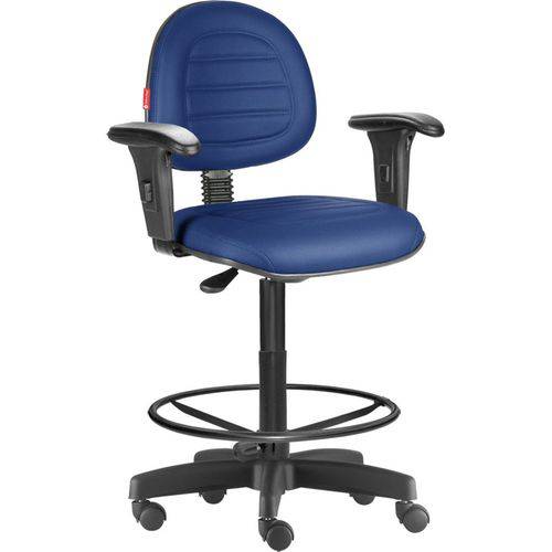 Cadeira Caixa Alta Portaria Recepção Costura Braços Azul Escuro Cb76