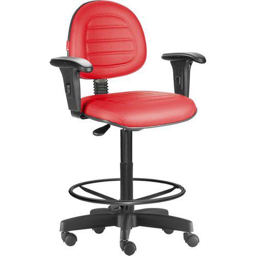 Cadeira Caixa Alta Portaria Recepção Costura Braços Vermelho Cb76