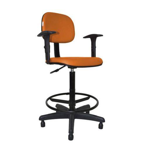 Cadeira Caixa Alta Secretária - Balcão - Portaria - com Braço Corano Laranja