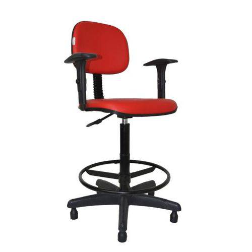 Cadeira Caixa Alta Secretária - Balcão - Portaria - com Braço Corano Vermelho