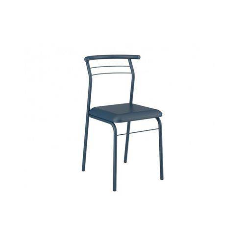 Cadeira Carraro 1708 Aço Color (Jogo C/ 4 Unidades) - Cor Azul Noturno/Assento Couríno Azul Noturno