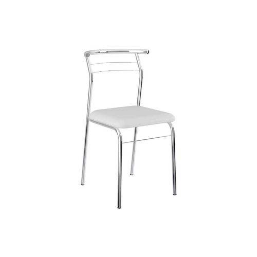 Cadeira Carraro 1708 Aço Cromada (Jogo C/ 4 Unidades) - Cor Cromada - Assento Couríno Branco