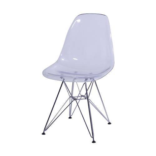 Cadeira Charles Eames Dkr Pc Base Metal Incolor