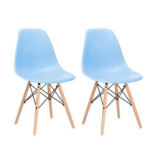 Cadeira Charles Eames Eiffel DSW - Azul Claro - Madeira Clara