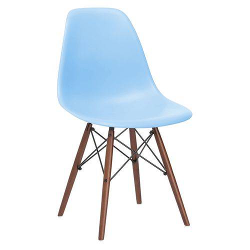 Cadeira Charles Eames Eiffel DSW - Azul Claro - Madeira Escura