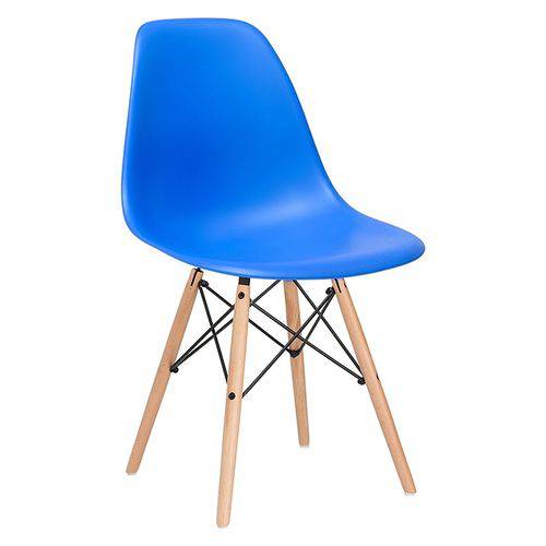 Cadeira Charles Eames Eiffel DSW - Azul Royal - Madeira Clara