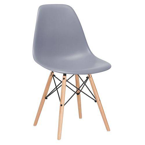 Cadeira Charles Eames Eiffel DSW - Cinza Escuro - Madeira Clara