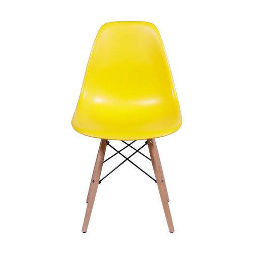 Cadeira Charles Eames Polipropileno com Base Madeira - Amarelo - Tommy Design