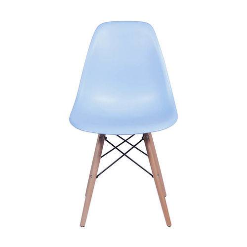 Cadeira Charles Eames Polipropileno com Base Madeira - Azul - Tommy Design