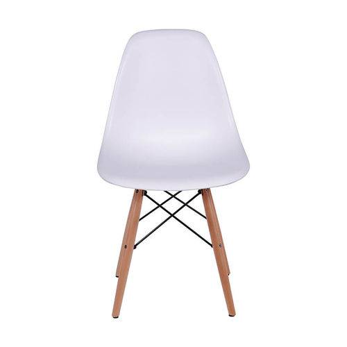 Cadeira Charles Eames Polipropileno com Base Madeira - Branco - Tommy Design