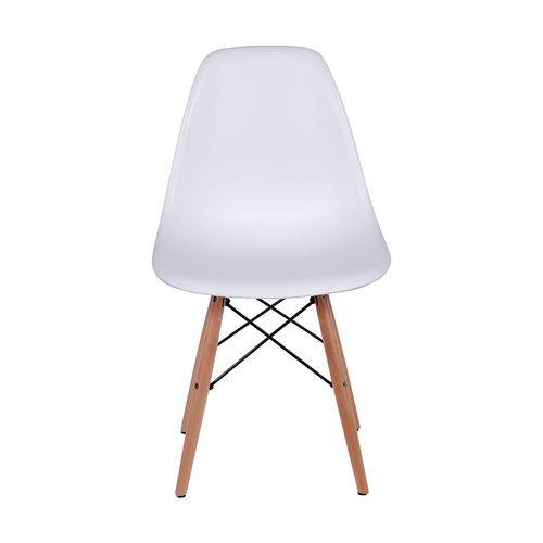 Cadeira Charles Eames Polipropileno com Base Madeira - Branco - Tommy Design