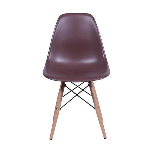 Cadeira Charles Eames Polipropileno com Base Madeira - Café - Tommy Design