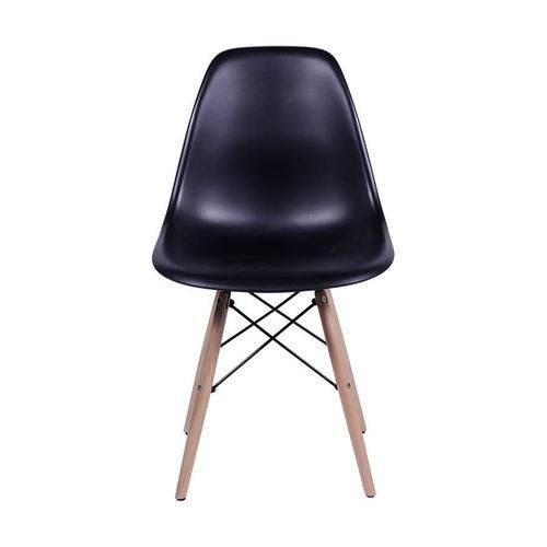 Cadeira Charles Eames Polipropileno com Base Madeira - Preto - Tommy Design
