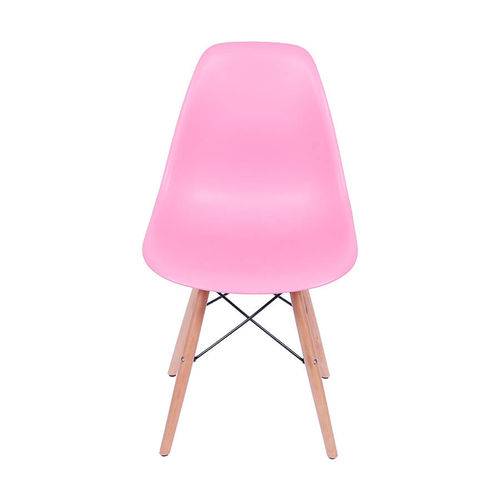 Cadeira Charles Eames Polipropileno com Base Madeira - Rosa - Tommy Design