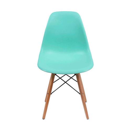 Cadeira Charles Eames Polipropileno com Base Madeira - Verde Tifanny - Tommy Design