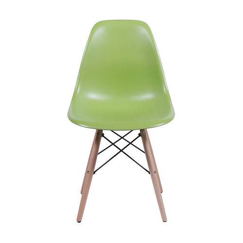 Cadeira Charles Eames Polipropileno com Base Madeira - Verde - Tommy Design