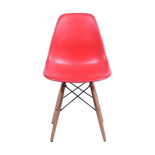 Cadeira Charles Eames Polipropileno com Base Madeira - Vermelho - Tommy Design