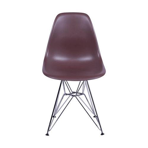 Cadeira Charles Eames Polipropileno com Base Metal - Café - Tommy Design