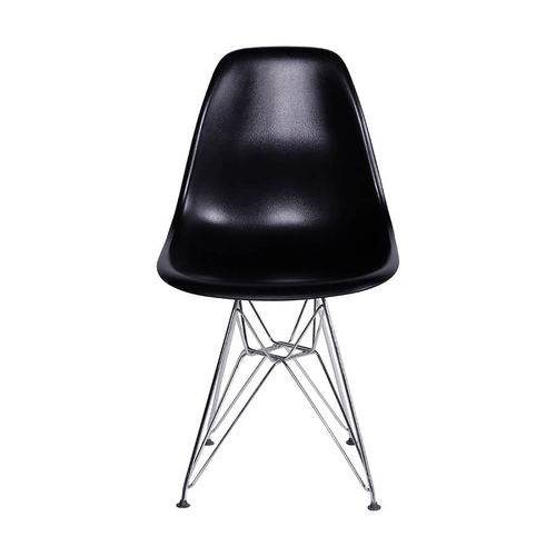 Cadeira Charles Eames Polipropileno com Base Metal - Preto - Tommy Design