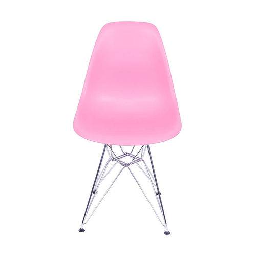 Cadeira Charles Eames Polipropileno com Base Metal - Rosa - Tommy Design
