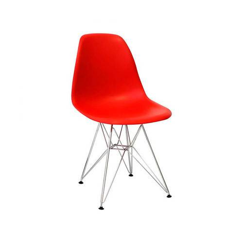 Cadeira Charles Eames Polipropileno com Base Metal - Vermelho - Tommy Design