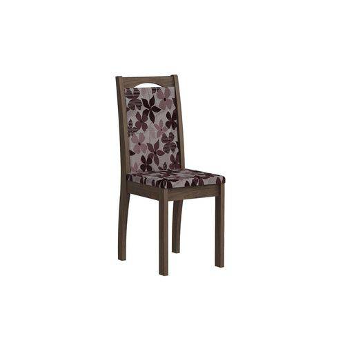 Cadeira Cimol Lívia - Cor Marrocos - Assento/Encosto Floral Bordô