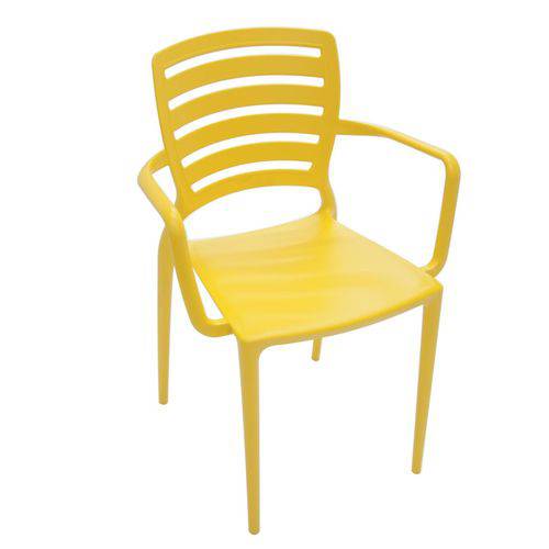 Cadeira com Braços Encosto Horizontal Vazado Sofia Amarelo Tramontina 92036/000