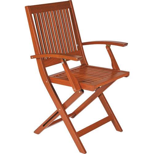 Cadeira com Braços Fitt Dobrável de Madeira - Terrazzo Fitt - Cor Marrom - Tramontina