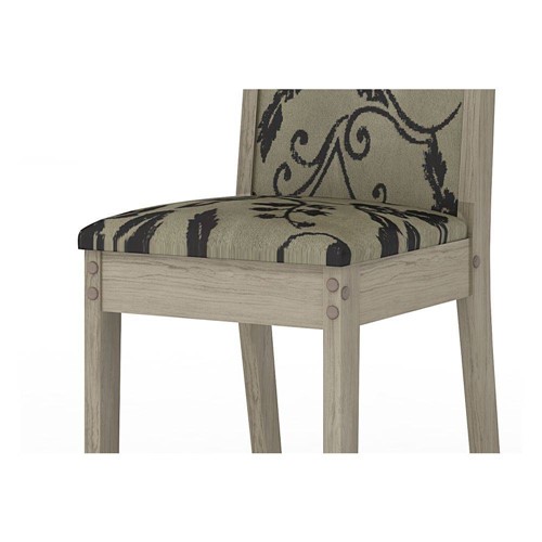 Cadeira com Estofado com Camurça Sued Floral - MDF 25 Mm - Cappuccino/Preto
