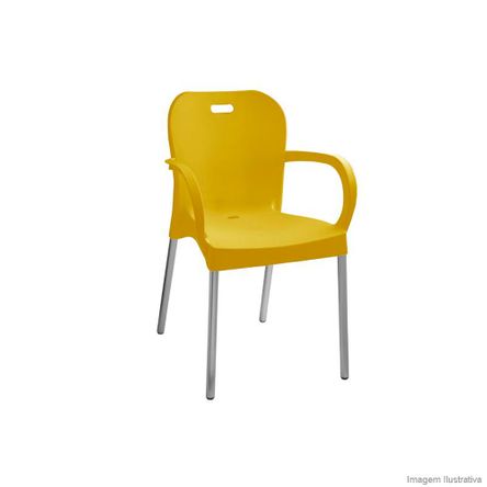 Cadeira com Pé de Alumínio com Braço Amarela Paramount Plásticos