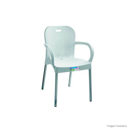 Cadeira com Pé de Alumínio com Braço Branca Paramount Plásticos