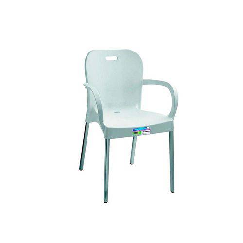 Cadeira com Pé de Alumínio com Braço Branca Paramount Plásticos