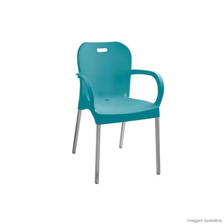 Cadeira com Pé de Alumínio com Braço Turquesa Paramount Plásticos