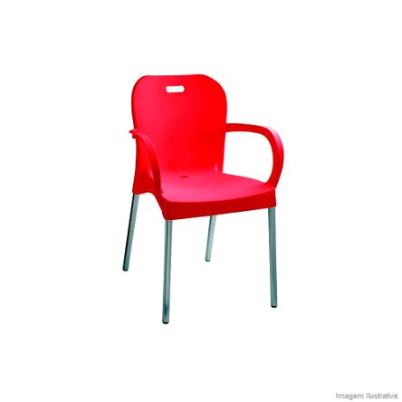 Cadeira com Pé de Alumínio com Braço Vermelha Paramount Plásticos