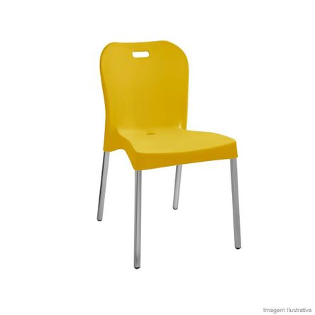 Cadeira com Pé de Alumínio Sem Braço Amarela Paramount Plásticos