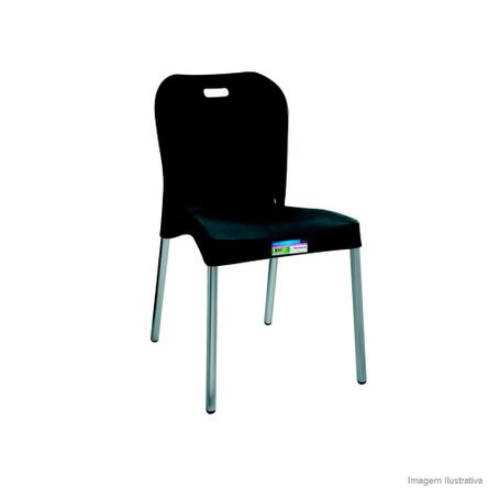 Cadeira com Pé de Alumínio Sem Braço Preta Paramount Plásticos