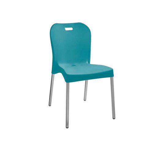 Cadeira com Pé de Alumínio Sem Braço Turquesa Paramount Plásticos