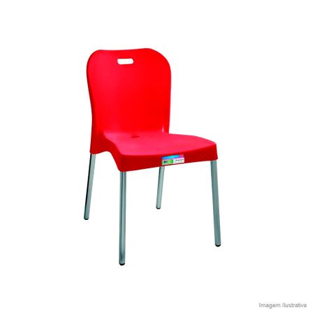Cadeira com Pé de Alumínio Sem Braço Vermelha Paramount Plásticos