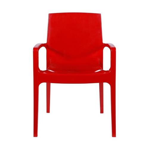 Cadeira Cream Polipropileno Vermelha com Braço Vermelho