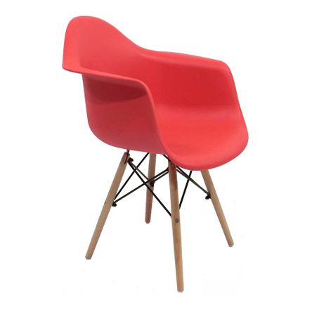 Cadeira DAR Wood Eiffel Charles Eames Polipropileno Vermelho Byartdesign