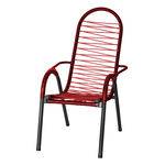 Cadeira de Área Luxo Preta em Fio Colorido - Vermelho