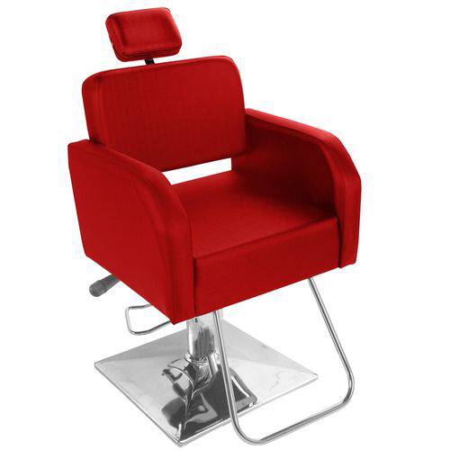 Cadeira de Cabeleireiro Pádova Encosto Reclinável - Pé Quadrado - Vermelho