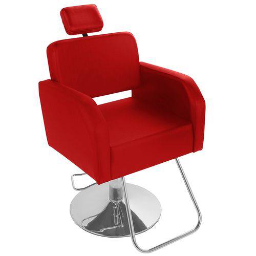Cadeira de Cabeleireiro Pádova Encosto Reclinável - Pé Redondo - Vermelho